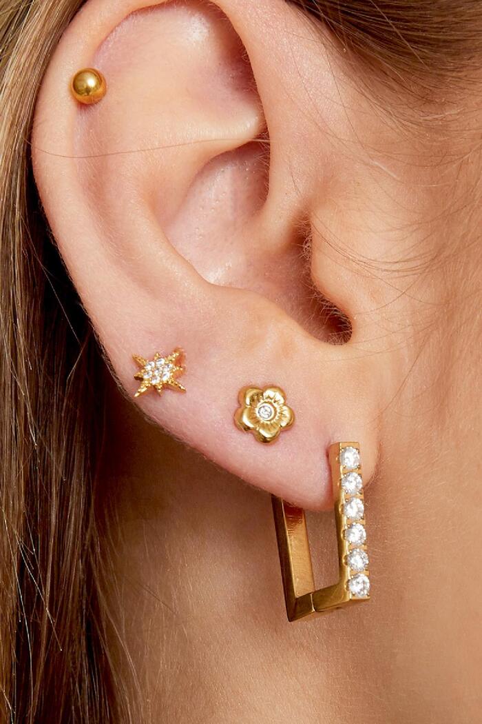 Earrings Flower Gold Stainless Steel Immagine2